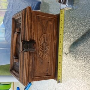 Vintage Lerner Sewing Box Brown Flower Floral Tray Insert & accessories shown